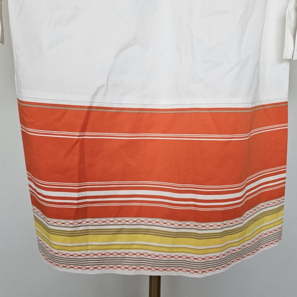 Ann Taylor White Collared Shirt Dress w/Orange HemlinCotton Blend Career Casual - Picture 10 of 15